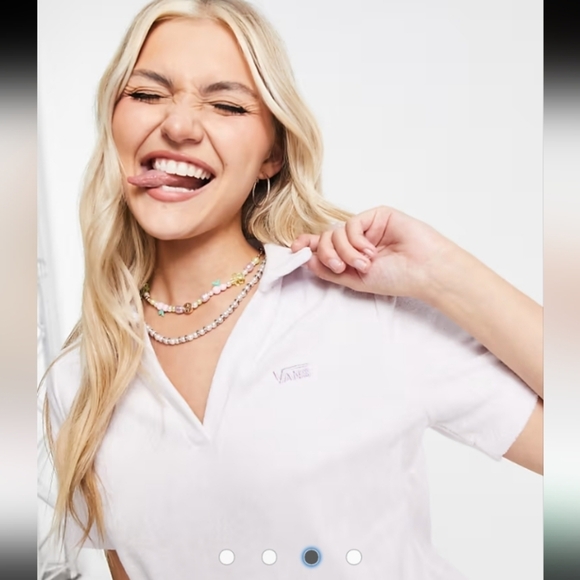 Vans Pastel Purple Terry V-neck Tennis Prep Casual Comfy Garden Girl Polo Dress - Picture 2 of 9